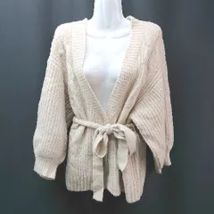 ◇ MAJESTIC LEGON 冬物 厚手 Vネック ベルト紐 長袖 カーディガン サイズM ブラウン レディース E  【1310050030285】