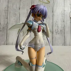 [値下げ交渉歓迎][アニメフィギュア][美少女フィギュア] 天使の輪 翼 白い衣装 紫髪 可愛らしい クール 台座付き 中古品 希少品 即購入OK 2.7010