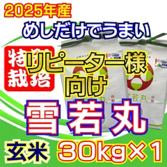 リピーター専用　お米　雪若丸　玄米30ｋｇ　めしだけでうまい　2025年産（令和7年産） 山形県産　特栽＆大粒のサムネイル