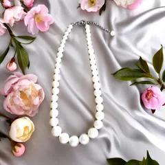 ●コットンパール (イミテーション)ネックレス  ② コットン フェイクパール 大人 アクセサリー シンプル  かわいい カジュアル おしゃれ