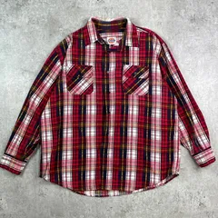 80年代 Dickies ディッキーズ チェック 長袖 プリントネルシャツ メンズXL 