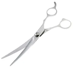 【在庫セール】RICHAIR プロ仕様 ペット用 トリミング ハサミ カーブシザー 顔周り 足回り 目元 丸みを出しやすいカーブ型の刃 トリマー 犬 猫 ペット用 全長19cm (上カーブハサミ)