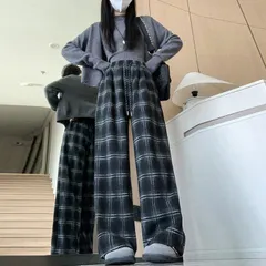 パンツ 裏起毛 チェックパンツ 裏起毛チェックパンツ レディース ロングパンツ パンツ ワイドパンツ ゆったり 秋冬 美脚パンツ ボトムス チェック柄 ウエストゴム おしゃれ カジュアル ストレートパンツ