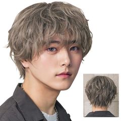 WIGGY RICHメンズ ニュアンスパーマ(アッシュベージュ)　　 [メンズウィッグ ウィッグメンズ 男性用 かつら ファッションウィッグ 男装用 パーティーグッズ コスプレ コスチューム 仮装 イベント]【_912149】