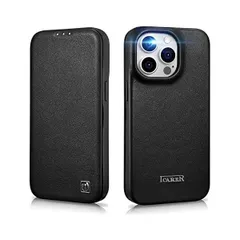 iPhone 14 Pro 用 ケース 手帳型 本革レザー スマホケース マグネット式 高級 ビジネス ギフト (black)