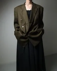 glen check double breasted tailored jacket virgin wool 80s 90s グレン チェック柄 ダブルブレステッド テーラードジャケット バージンウール オーバーサイズ ブラウン 茶系