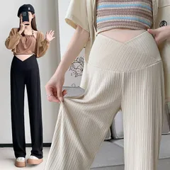マタニティ パンツ ストレート ワイドパンツ 春夏 マタニティパンツ 夏 涼しい 産前 春 レディース ストレート 薄手 マタニティウェア 産後 大きいサイズ 妊婦 夏用 部屋着 体型カバー 着やせskwmeida07
