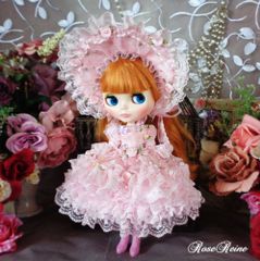 ★サマーセール★ロリータロマンス ラブリーピンクの薔薇の花薗8段フリルのフェアリープリンセスドールドレス豪華5点セット