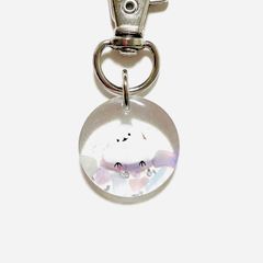 シマエナガのミニキーホルダー　両面絵柄　ハンドメイド　レジン　シェル