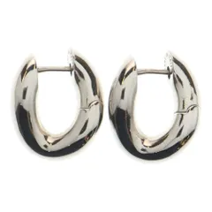 未使用級✨付属完備✨BALENCIAGA ピアス フープ シルバー ロゴ 現行 極美✨付属完備✨BALENCIAGA ピアス フープ シルバー ロゴ 現行