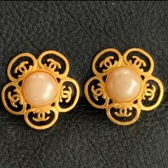 【イヤリング】CHANELヴィンテージ　ココマーク花　1995