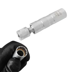【新着商品】差込角3/8インチ スパークプラグソケット 磁気ユニバーサルジョイント 9.5mm マグネット スパークプラグレンチ 12コーナー薄壁 16mm ZKTOOL