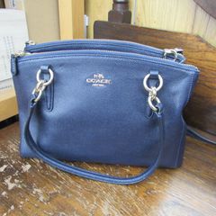 COACH コーチ ミニハンドバッグ ネイビー オールレザー トートバッグ