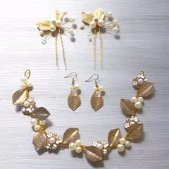 アクセサリー四点セット ピアス　Uピン 髪飾り結婚式 披露宴　舞台衣装