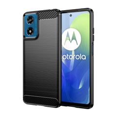 【新着商品】4G G24 G24 Moto Moto モトローラ 対応 全面保護 柔らかい手触り 衝撃吸収 薄型 ケース ケース おしゃれ シリコン ソフト TPU保護 (ブラック) ブラシ柄 保護性能良い カバー 炭素繊維