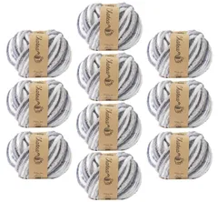 原ウール Knitworm 毛糸 10玉セット チャティカラフルモール 超極太 40g(約32m) ポリエステル100% 6.サパー [6.サパー]