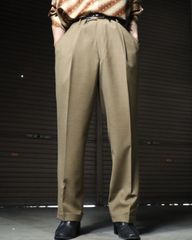 2tuck wide-straight wool slacks camel 80s 90s 2タック ワイドストレート ウール スラックス Ｗ37 ダブル仕上げ ベージュ系