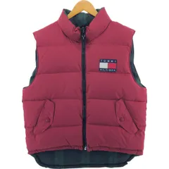 古着 90年代 トミーヒルフィガー TOMMY HILFIGER リバーシブル ブラックウォッチチェック ダウンベスト メンズM相当/eaa508190