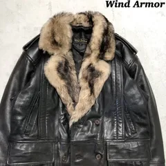 Wind Armor レザーコート 襟ファー ミリタリー 羊革 Mサイズ カーコート ファーコート レザージャケット ブラック 黒 ウインドアーマー ウィンドアーマー