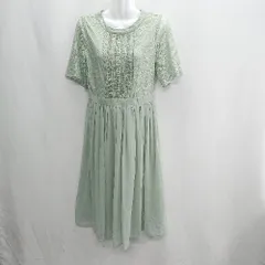 ◇ dimer anche レース 半袖 ロング丈 ワンピース サイズM ライトグリーン レディース E  【1408060014804】