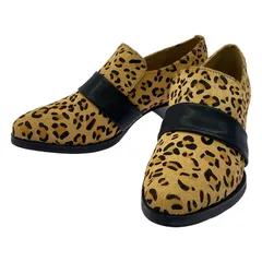 【新品】  BEAUTY&YOUTH / ビューティーアンドユース | ハラコ レオパード ローファー シューズ | 35.5 | キャメル系 | レディース