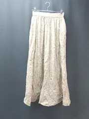 ◇ earth music&ecology ウエストゴム 総花柄 カジュアル ロング丈 フレア スカート サイズF ライトグリーン レディース E  【1308290044407】