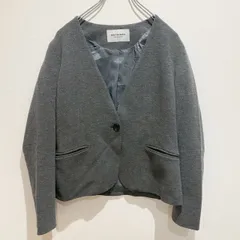 WORK TRIP OUTFITS ワークトリップアウトフィッツ グリーンレーベルリラクシング　レディース　ジャケット　シングルジャケット　ノーカラー　ボレロ風　長袖　　フロントボタン　無地　グレー　毛混　ビジネス　シンプル　おしゃれ　SU495h925