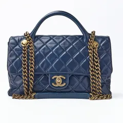 CHANEL シャネル マトラッセ   2wayチェーンショルダー ヴィンテージカーフ ブルー（ゴールド金具）ハンドバッグ レディースハンドバッグ レディースバッグ  ハイブランド【中古】【送料無料】