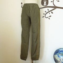 【SALE】asana ヘンプコットン 刺し子 ジャージパンツ●草木染めカーキ