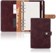 MT's SHOP システム手帳 バイブルサイズ フェイクレザー 6穴リング ４種類 リフィル付属 ポケット ペンホルダー搭載 OF391(ダークブラウン,  バイブル)