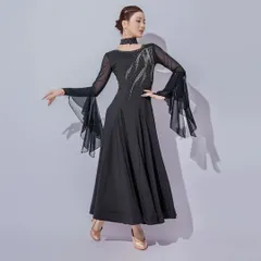新品 未使用  新作 ストーン付きダンス練習用ワンピーススタンダードの練習着におすすめ！ 社交ダンスドレス ラテンダンス衣装 レッスンウェア ステージ衣装