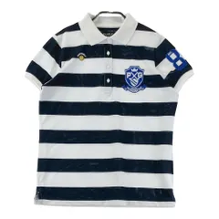 サイズ：2 PEARLY GATES パーリーゲイツ  半袖ポロシャツ ニコちゃん ボーダー柄 ネイビー系 [240101409081] ゴルフウェア レディース ストスト