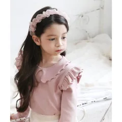 ☆ ピンク ☆ 100cm ☆ メロウトップス 襟付き カットソー 長袖 キッズ トップス Tシャツ 女の子 襟あり フリル 子供 こども 子ども フォーマル きれいめ おしゃれ かわいい 可愛い 春秋 秋冬 カジュアル ナチュラル 春 秋 冬