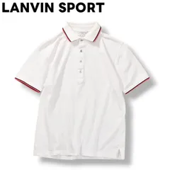 ランバン スポール LANVIN SPORT エンボスロゴ 半袖 ライン入り ポロシャツ ゴルフウェア スポーツ カジュアル 普段使い 40 ホワイト メンズ