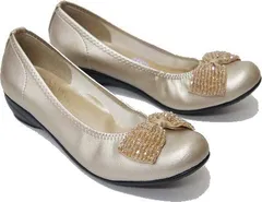 バレエシューズ コンフォートシューズ レディース 靴 パンプス 痛くない ヒール ウェッジ ソール 仕事 ビジュー ファーストコンタクト nc39763 23.0cm ゴールド