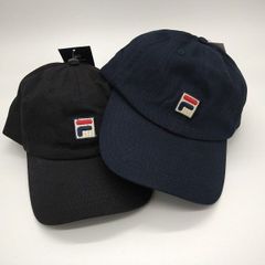 帽子 ブランド FILA フィラ ベースボールキャップ 綿 コットン100% Fロゴパッチ サイズ調整アジャスター付き ブラック ダークネイビー USA 直輸入モデル メンズ レディス 送料無料 03341