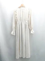 ◇ Θ mysty woman ミスティウーマン 総柄 長袖 ロング ワンピース サイズF クリーム系 レディース E  【1504240003542】