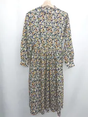 ◇ Θ◎ Te chichi TERRASSE テチチ テラス 花柄 長袖 ひざ下丈 ワンピース サイズF ネイビー イエロー系 レディース E  【1506300023668】