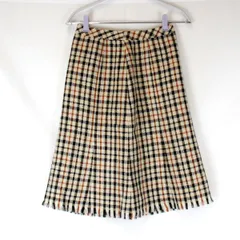 美品『USED』 ダックス チェック シンプル スカート ツイード ブラウン