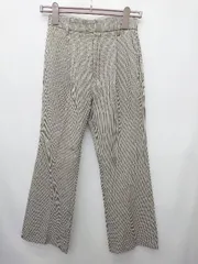 ◇ Θ LOWRYS FARM 千鳥格子　タック フレア　パンツ サイズM ベージュ レディース P  【1410230003303】