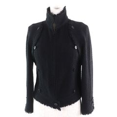 極美品△CHANEL シャネル 06P P27993 シルク コットン ココマークボタン ココボタン デタッチャブル 2WAY ツイード ジャケット ベスト ブラック 38 フランス製 レディース