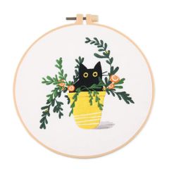 【在庫セール】ししゅうキット 刺キット セット 初心者セット クロスステッチキット DIY刺工具 刺しゅう 手作り プレゼント 手芸キット 英語説明書付き かわいい ファッション きれい 黒猫 植物 (猫)
