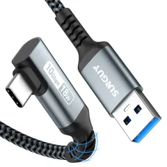 【在庫セール】SUNGUY USB Type C ケーブル 0.3M L字 USB3.1 Gen2 10Gbpsデータ転送 USB-A to USB-C Android Auto対応 タイプc ケーブル 3A急速充電 高耐久ナイロン編み iPhone16/15