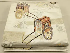 平和屋着物◎西陣　六通柄袋帯　唐織　御所車　金銀糸　正絹　逸品　CAAT0024ft