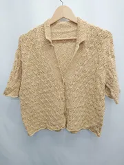 ◇ ⊂ KBF アーバンリサーチ 透かし編み 五分袖 ニット カーディガン サイズOne オレンジベージュ系 レディース E  【1411130006043】