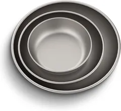 TIANDLIFE 皿 チタン 3点セット 丸皿 お皿 プレート おしゃれ トレイ 盆 割れない 錆びない 頑丈 純チタン 自宅用 バーベキュー アウトドア キャンプ 食器 コンパクト 持ち運び便利