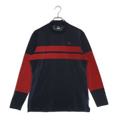 中古 メンズ マンシングウェア Munsing wear 長袖シャツ L ネイビー 紺 モックネック ボーダー