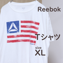 Reebok　リーボック　古着　　白　ロゴ　Tシャツ　海外　買い付け　輸入　XLサイズ　ビッグシルエット