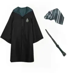 【スリザリン】ハリーポッターコスプレ 子供から大人まで　3点セット コスファンタジー 魔法の世界 ハロウィンコスプレ 子供 イベント 魔法使いの外観 コミコン パーティー 可愛いデザイン 学園祭 文化祭 仮装 変装