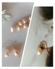 14kgf mini バロックパールピアス/イヤリング オレンジ